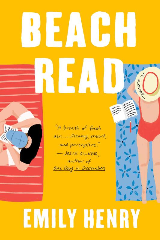 beach read emily henry cover review the overflowing bookshelf